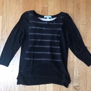 Semi-sheer sweater, black, by LOFT, size S